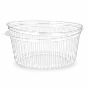 48FL Clear PET Round Flat-Lid Clamshell Container