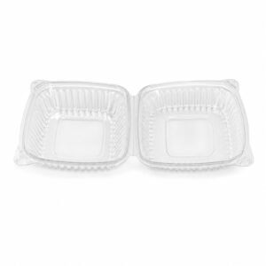 HC6 Clear PET Square Hinged Clamshell Container