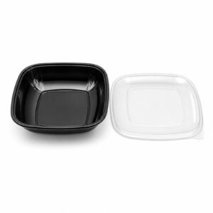 JSB80S Clear PET 80 oz Square Salad Bowl Base